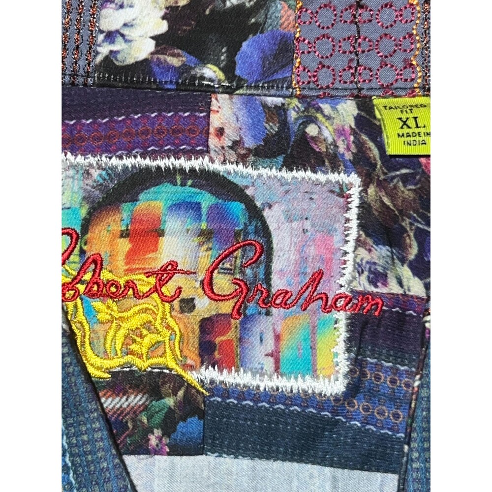 Robert Graham Vibrant Purple and Blue Striped Long Sleeve Button Down Shirt XL - Picture 3 of 5
